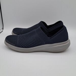 Bzees Knit Slip on Sneakers Women's 9.5 Navy Blue Washable Comfort Shoes